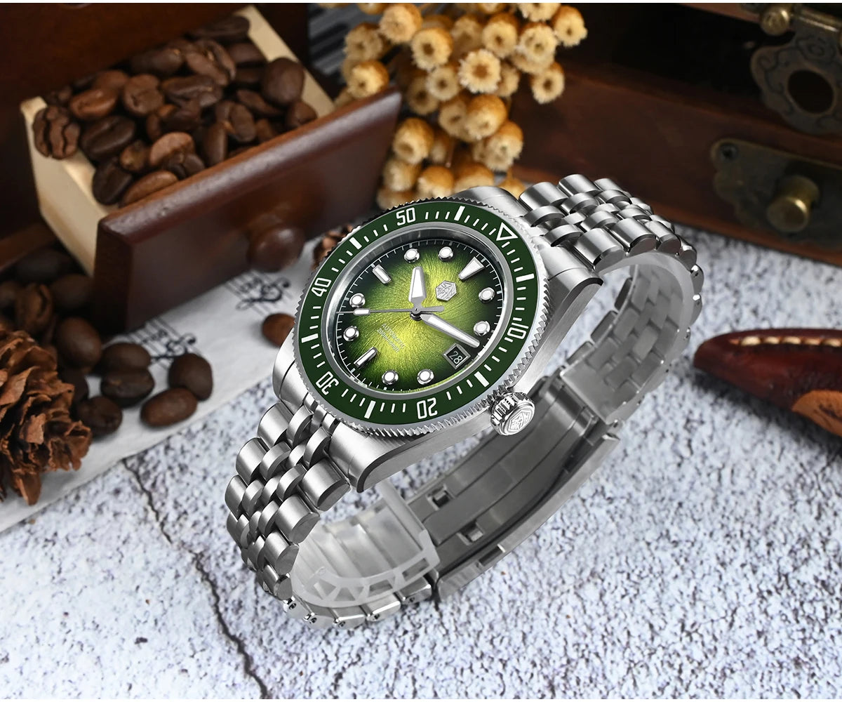 San Martin 40mm Men's Luxury Diver Watch Miyota 9015 Enamel Sunburst Dial Automatic Mechanical Wristwatch Waterproof 200m SN0148
