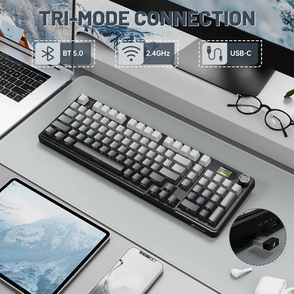 ATTACK SHARK X98 RGB Wireless Mechanical Keyboard, LED Smart Display & Knob, Hot Swappable, Pre-lubed Linear Switches