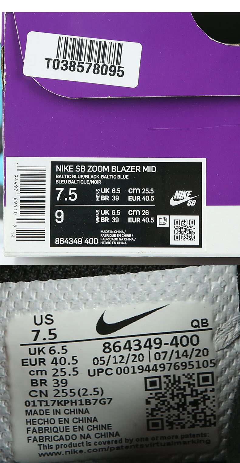 Nike Genuine SB ZOOM BLAZER MID Unisex Skate Shoes 864349-400