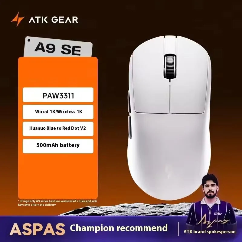 Rato Gaming Sem Fios ATK A9 com Tecnologia NearLink, Ergonómico PAW3395, Tri-Mode Bluetooth de Baixa Latência para Esports e PC