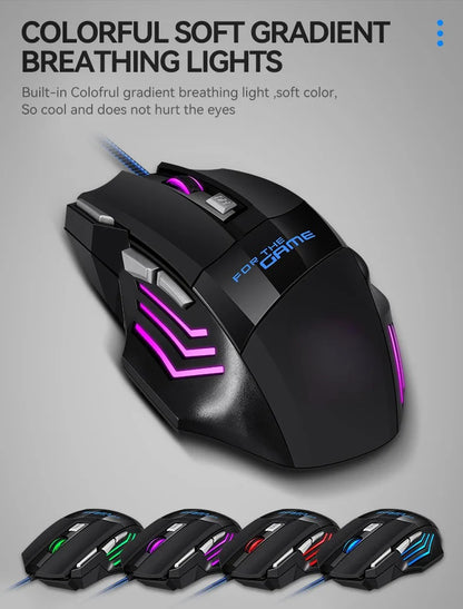 1 PC New Hyperspeed USB Gaming Mouse RGB Backlit Ergonomic Gaming Mice 7D Esports Wired Mouse for Laptop PC Gamer