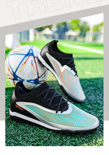 Neue Herren-Fußballschuhe für draußen, atmungsaktive Fußballschuhe für Erwachsene mit rutschfester Sohle, lange Stollen, Sportschuhe für Training, Jungen und Spiel, komfortabel