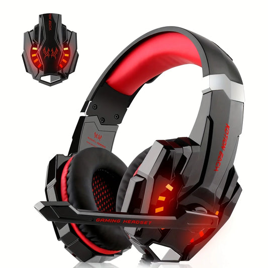 Casque de jeu G9000, casque filaire supra-auriculaire, audio 3,5 mm, USB, lumière LED avec microphone, son stéréo pour PC, PS5, jeux vidéo