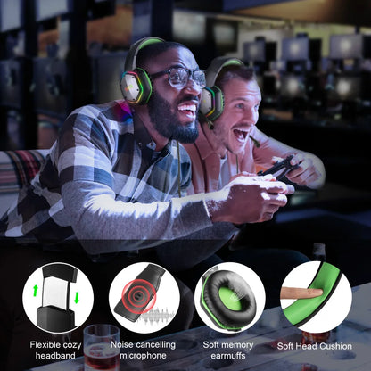 EKSA E1000 USB Gaming Headset for PC, PS4 & PS5, 7.1 Surround Sound Gaming Headset with Noise Cancelling Microphone, RGB Wired Gaming Headphones
