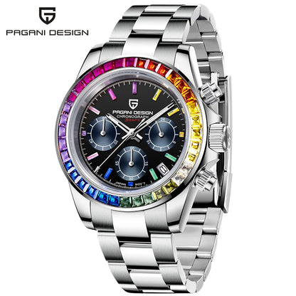 Montre pour homme PAGANI DESIGN – Modèle à cadrans colorés, montre-bracelet à quartz de luxe, chronographe équipé d'un mouvement
