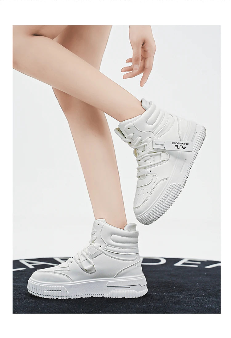 Moderna, avslappnade sneakers, höga skateboardskor, studentkängor för män och kvinnor, trendiga, slitstarka, tvåfärgade, för par