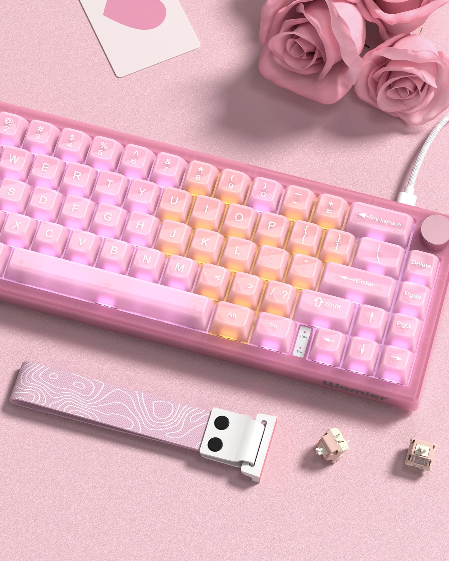 Womier VK66 PRO Pink Hot Swap Gaming Keyboard Gasket Mount RGB Gamer Keyboard Wired QMK/VIA Mechanical Keyboard for Win Mac PC