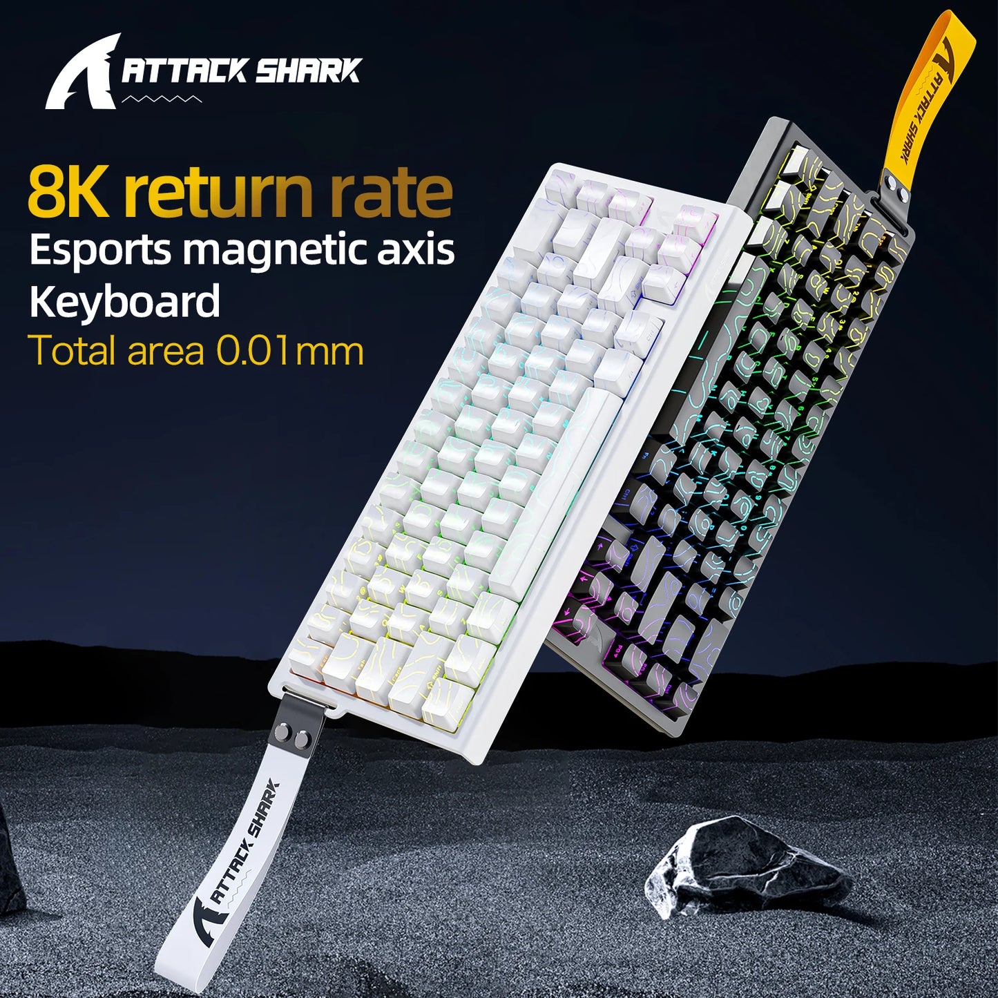 ATTACK SHARK X68HE Magnetic Gaming Keyboard Wired Mechanical Keyboard with Rapid Trigger, 8000Hz Polling Rate, SOCD, RGB Backlit, Hot-Swappable Gaming Keyboard