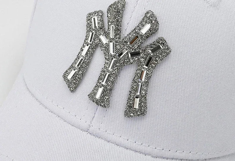 MY Rhinestone-kasket til kvinder – forår og efterår – streetwear, casual, udendørs, Duck Tongue-kasket, mode, alsidig baseballkasket, solskærm