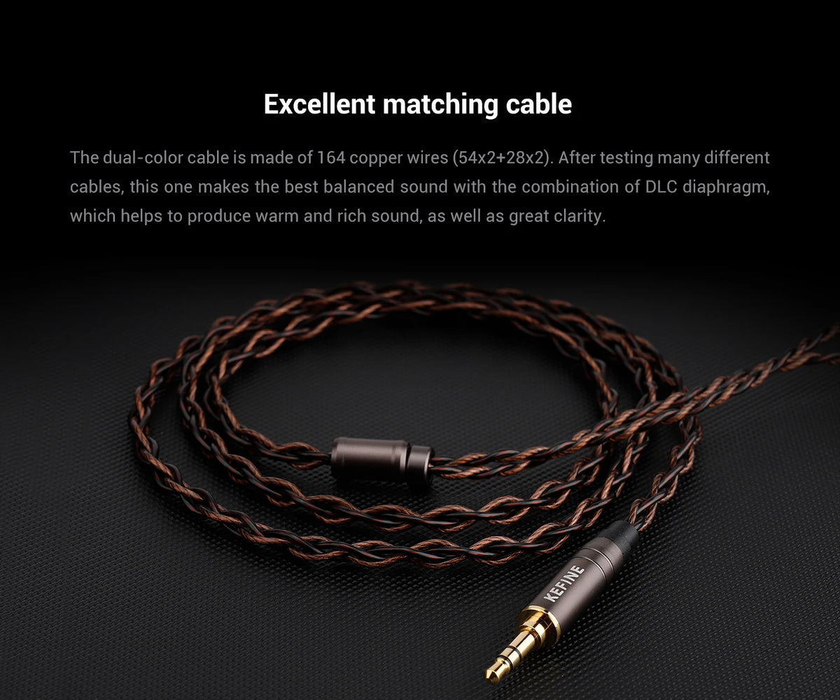 KEFINE Delci HiFi Wired IEM Earphones with 10mm DLC+PU Dynamic Driver, CNC Metal Housing, Detachable 0.78mm 2Pin Cable