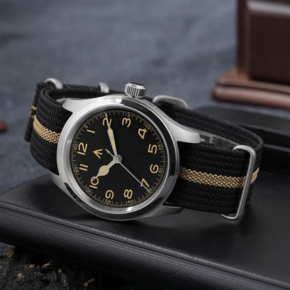 Militado ML08 V2 Vintage-Quarzuhr Military VH31-Uhrwerk Doppeltes Saphirglas C3 BGW-9 Leuchtend Wasserdicht 38mm Uhr