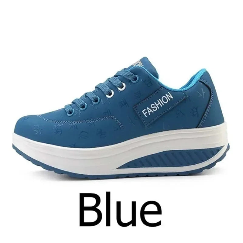 Women’s Outdoor Thick-Bottom Swinging Casual Shoes Fashion Platform Large 42 Flat-Bottom Walking Sports Shoes Walking and Running