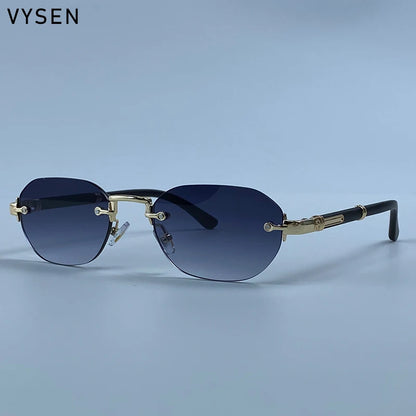 Square Rimless Punk Sunglasses Men 2026 Luxury Designer Vintage Small Frameless Sun Glasses Male Eyewear Hip Hop Outdoor Shades