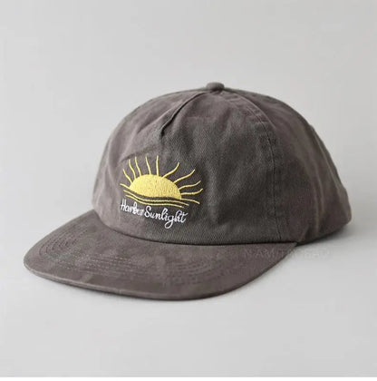 Cute Flat Brim Baseball Cap Women Men Teens Sunrise Embroidrey Summer Caps Sun Hats