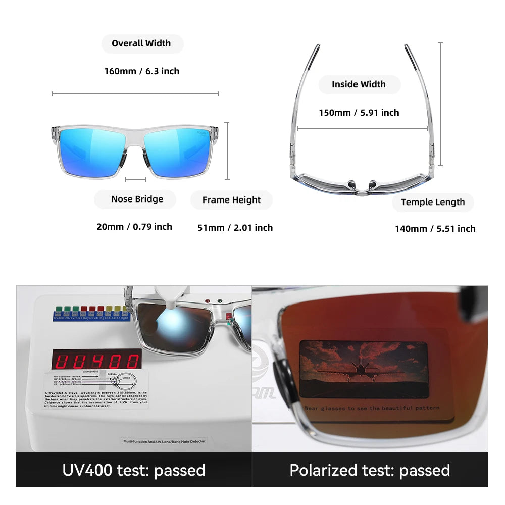 KDEAM Oversized Men's Sunglasses Polarized TR90 Big Size Sun Glasses Width 160mm Protective Case Included KD0737 MAX