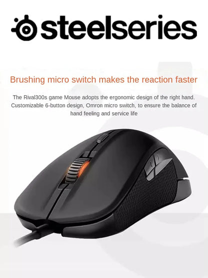 SteelSeries Rival 300S Gaming Mouse Wired RGB Gaming Mouse with TrueMove1 Optical Sensor, 7200 CPI, 6 Programmable Buttons USB Gaming Mouse