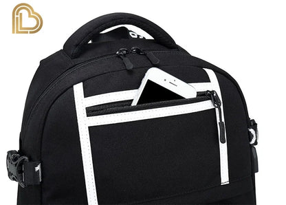 Red Jade F-Fortnited Battle Royale Backpack with USB Charging Anime Figures Study Stationery Compartment for Students Mochila