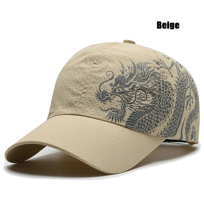 New Style Summer Baseball Cap Quick-Drying Air Hole Chinese Dragon Fashion Unisex Outdoor Casual Sports Sun Visor Trucker Hats