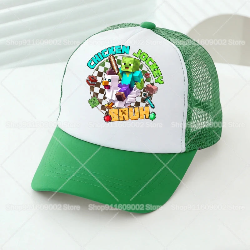 Minecrafted Mesh Baseball Caps Cartoon Figures Adult Children Sports Hats Boys Girls Summer Outdoor Sunshade Peaked Caps Gift