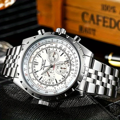 Mechanisch herenhorloge van roestvrij staal — hol ontwerp, grote wijzerplaat