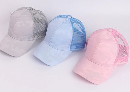 Stylish Camo Print Women's Baseball Cap with Ponytail Hole  Breathable Mesh Adjustable Fit Perfect for Running Hiking Daily Wear