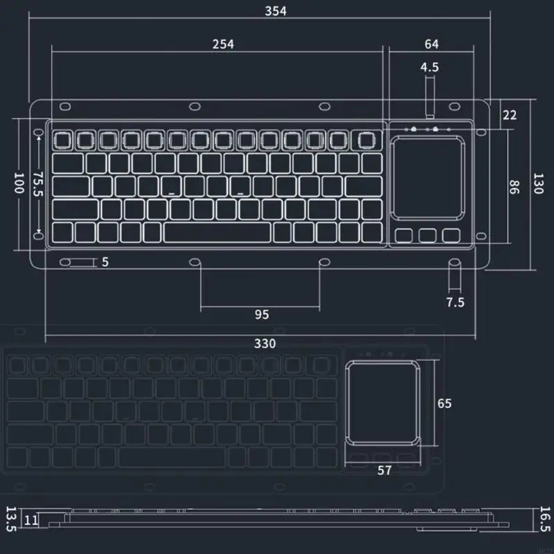 1pc Industrial USB Touch Board Keyboards with Touchpads and High Durability for Medical and Security Systems