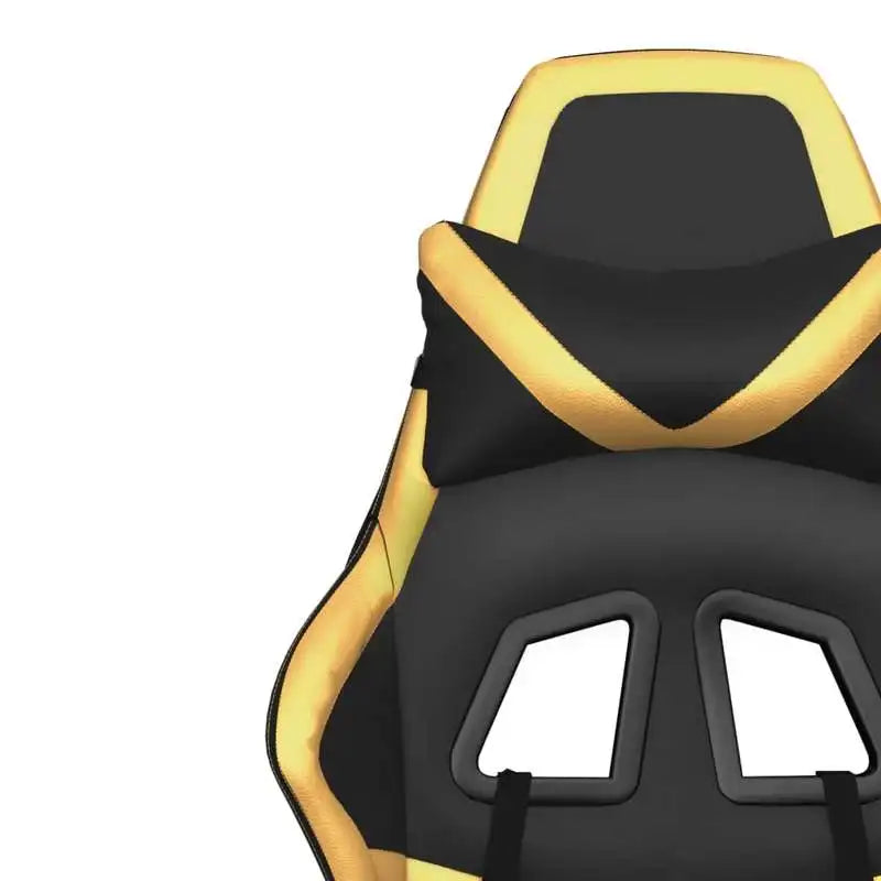 Gaming Chair with Footrest Black and Gold 67X64X116-127 cm in Imitation Leather, Reclining 360 Swivel Chair Can Carry 110 kg