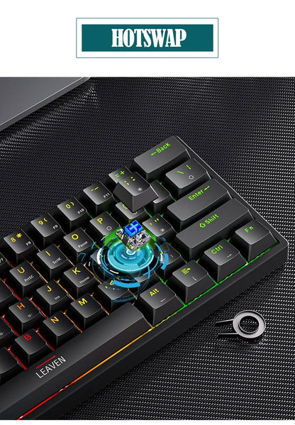 K620 Mini Gaming Mechanical Keyboard 61 Keys RGB Hotswap Type-C Wired Gaming Keyboard PBT Keycaps 60% Ergonomics Keyboards