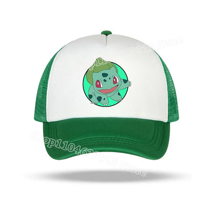Pokemons Baseball Cap Cartoon Anime Charmander Pikachu Squirtle Headwear Summer Adjustable Breathable Mesh Hats Birthday Gift