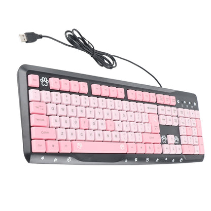 Teclado USB con cable de 104 teclas, ultrafino, con adorable diseño de dibujos animados, ergonómico y Plug and Play para PC y portátiles del hogar