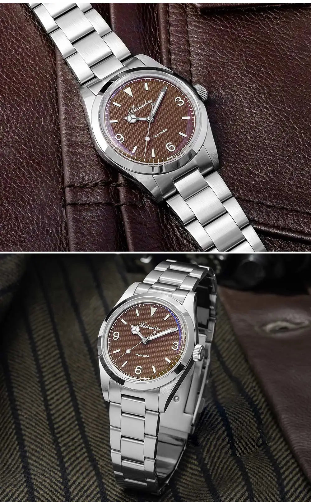ADDIESDIVE herenhorloge – 316L roestvrijstalen kast, waterdicht tot 10 bar, lichtgevend display, model AD2096 – Luxe quartzhorloge