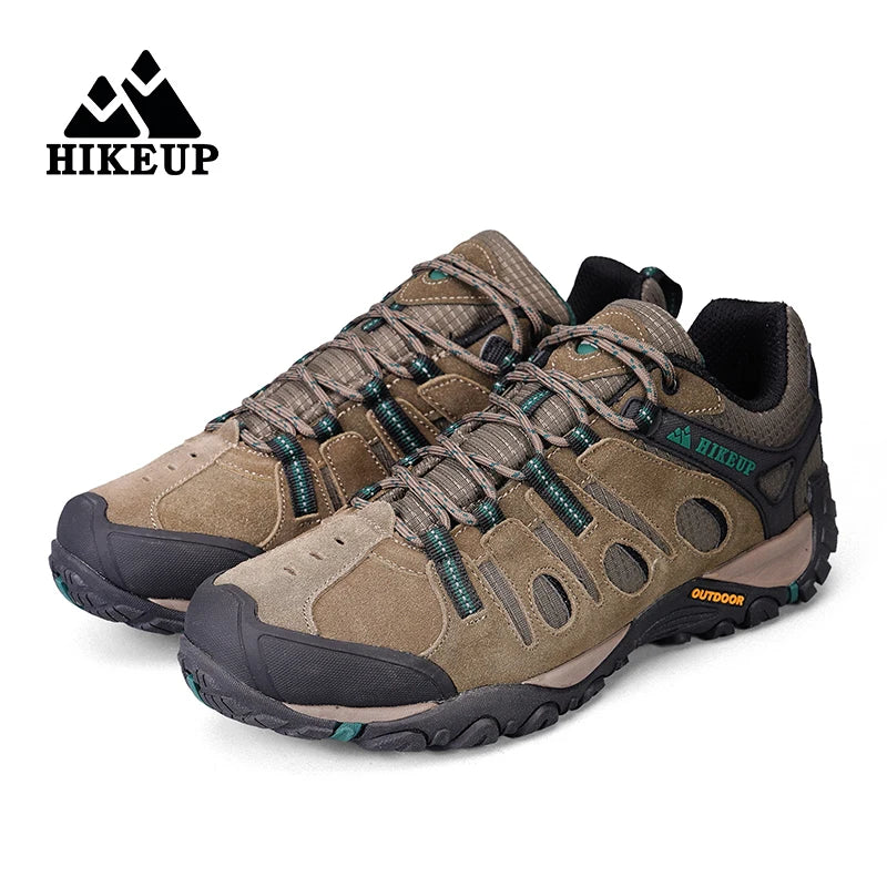 HIKEUP Hiking Shoes Men's Winter Climbing Trekking Sneakers for Men Leather Breathable Outdoor Anti-Skid Sports Work Shoes