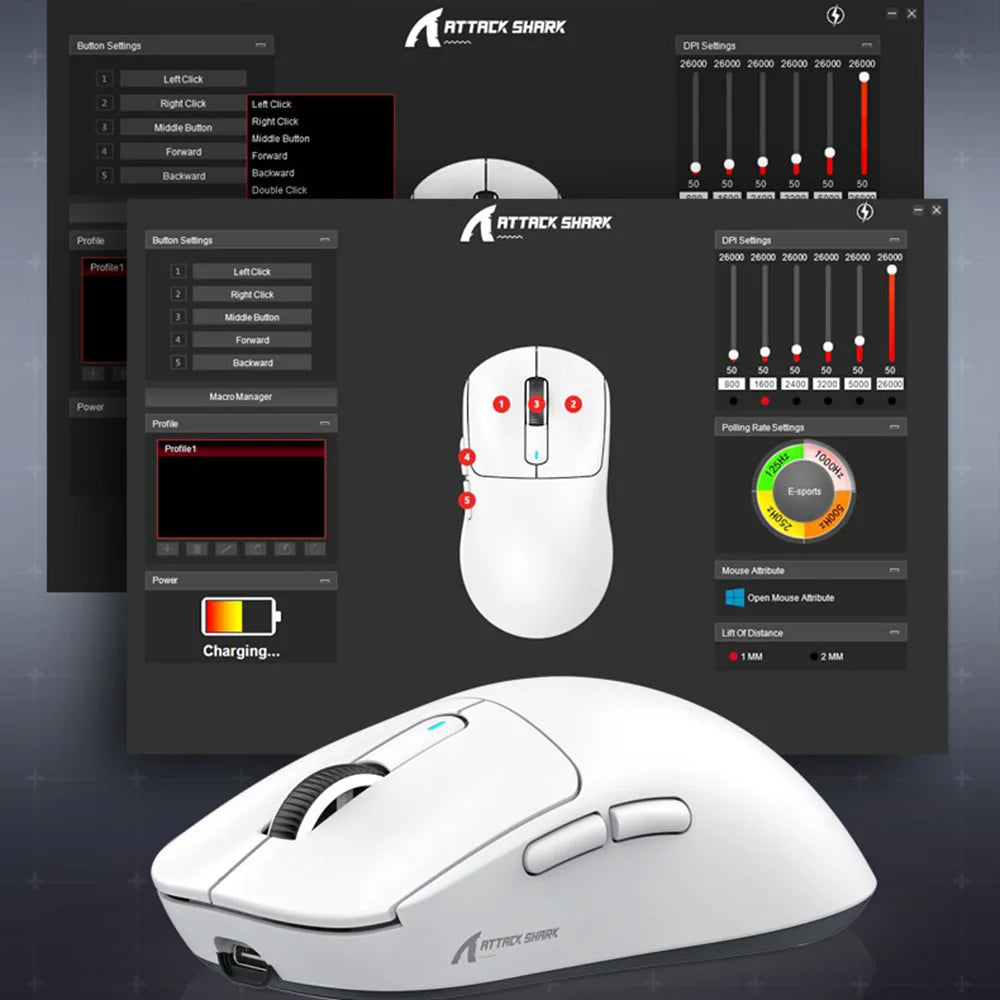 Atack Shark X3 PAW3395 Mouse Lightweight Wireless Gaming Mouse, Tri-Mode Mouse, 26K DPI PAW3395, PC/Laptop/Win/Mac