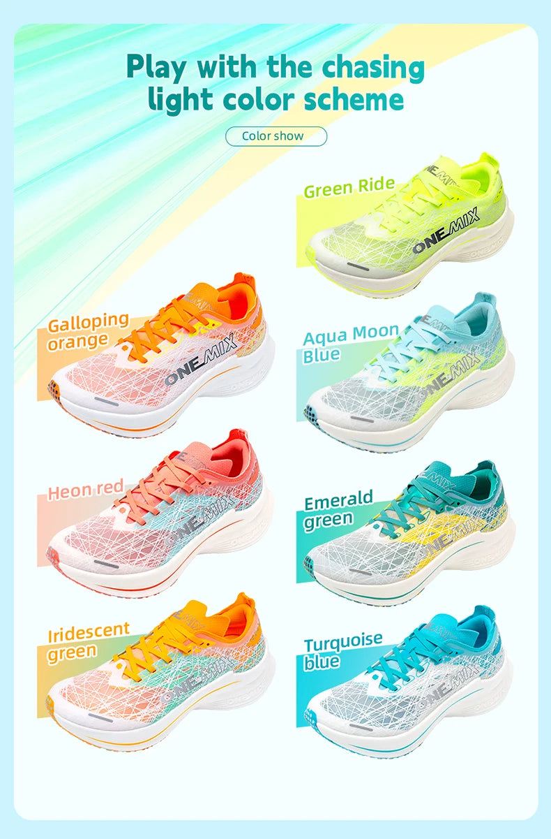 ONEMIX Carbon Plate Running Shoes for Men Shock Absorption Ultra-light Sports Shoes Rebound Outdoor Women Marathon Sneakers