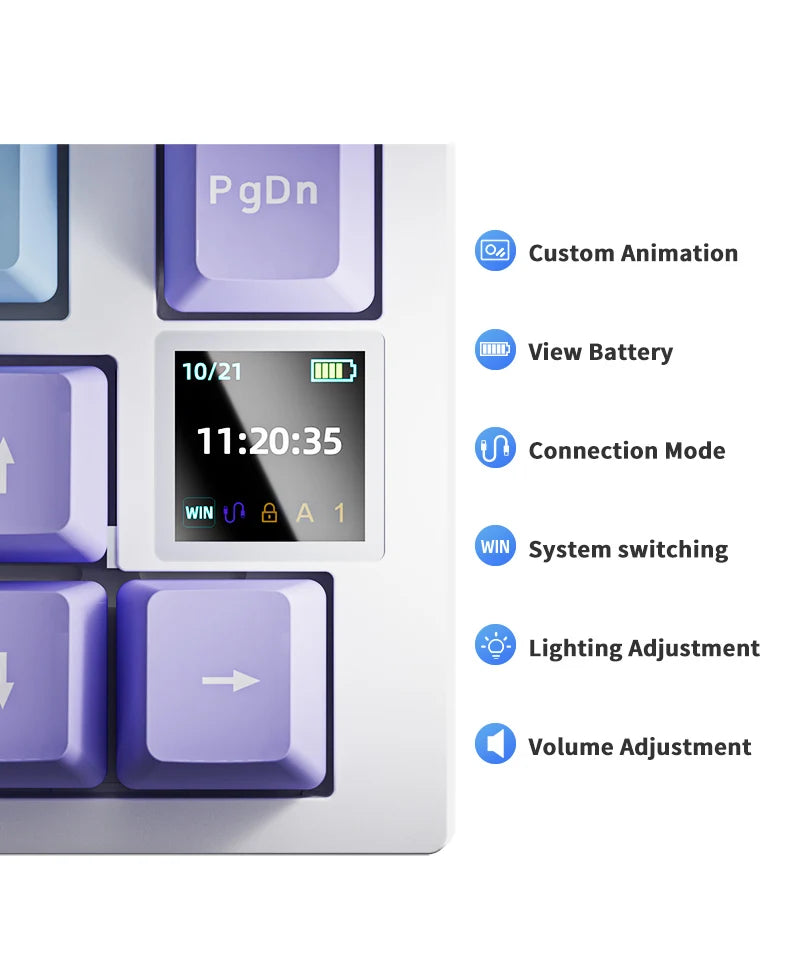 AJAZZ AK820 mechanische Tastatur, 70 % Kompaktlayout/RGB-Beleuchtung/Hot-Swap-fähige Switches, mit kabelgebundener, kabelloser und Bluetooth-Verbindung