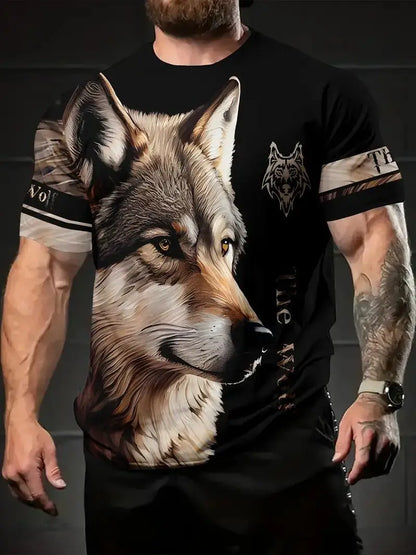 Letní trička s potiskem vlka a zvířat v 3D pro muže a ženy, hip-hopová trička s krátkým rukávem, ležérní oversized trička ve stylu Harajuku a Y2K, pánské oblečení