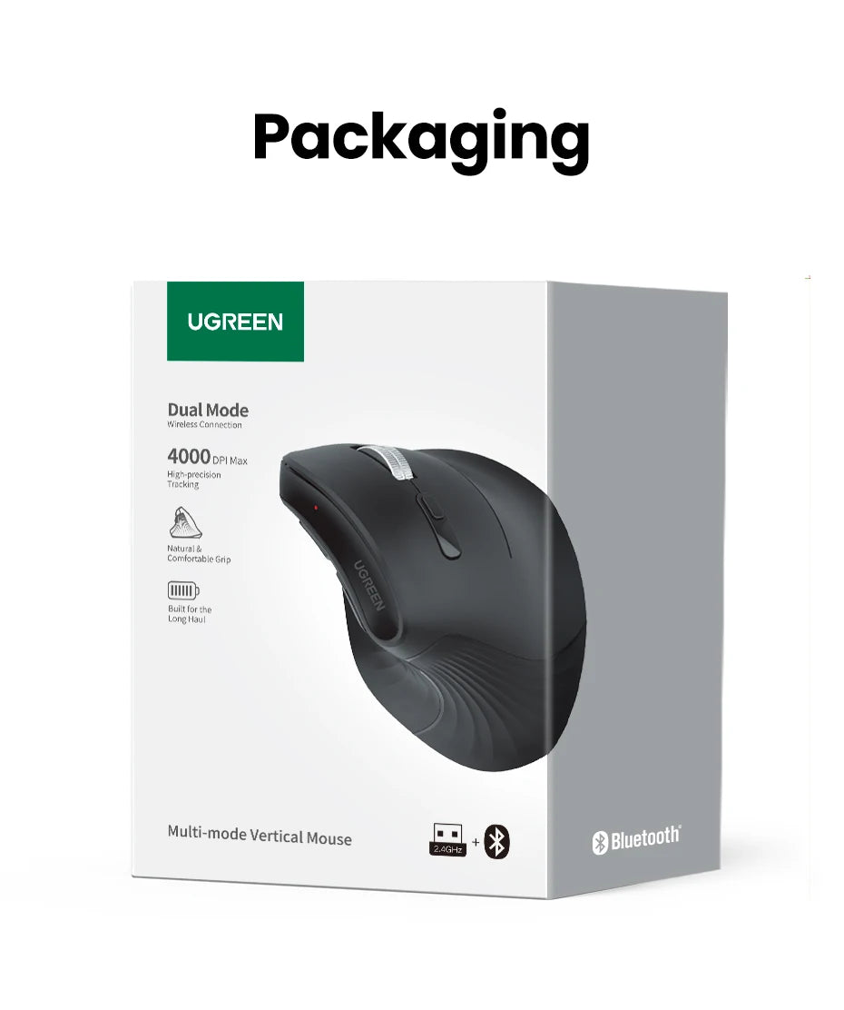 Mouse Wireless Bluetooth 5.0 2.4G Ergonomic 4000DPI 6 Mute Buttons for MacBook Tablet Laptops Computer PC Mice