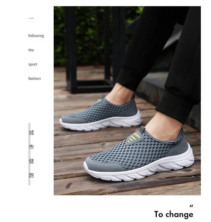 YRZL Lightweight Men's Casual Shoes, Breathable Slip-On Male Casual Sneakers, Anti-Slip Men's Flats, Outdoor Walking Shoes Size 39-46