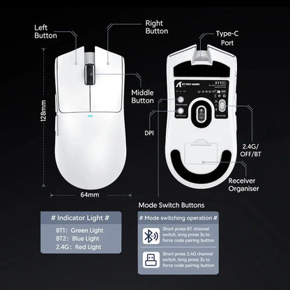 ATTACK SHARK X11SE Ultra-Light Wireless Gaming Mouse, 20 Million Cycles Life, PAW3311 Gaming, 22K DPI, 400 IPS, 40G, 1KHz, 65 Hours, 30mAH