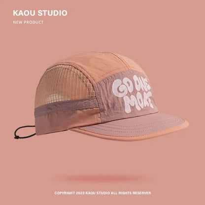 Soft Brim Quick-drying Baseball Cap Retro 5-panel Sun Protection Breathable Hat Casual Hip-hop Hat Mesh Running Caps