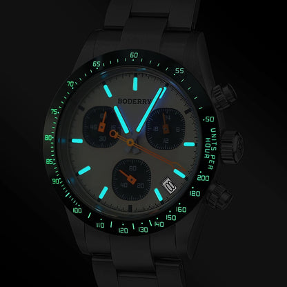 Boderry GOLDACE Titanium Chronograph Watch Mecha-Quartz Movement Luminous Business Wristwatch 100M Waterproof Clock