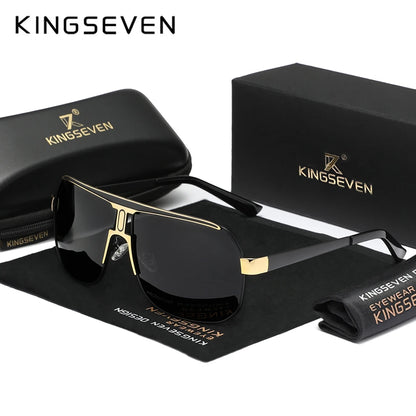 KINGSEVEN Men Women Polarized Alloy Square Oversized Frame Sunglasses Driving Sun Glasses Shades Oculos Masculino Male