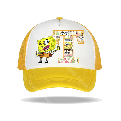 Καπέλο μπέιζμπολ SpongeBob SquarePants για παιδιά και ενήλικες με τυπωμένα γράμματα, καπέλα ηλίου, anime, καρτούν, ρυθμιζόμενα καπέλα με γείσο, καλοκαιρινό καπέλο για καθημερινή χρήση, νέο