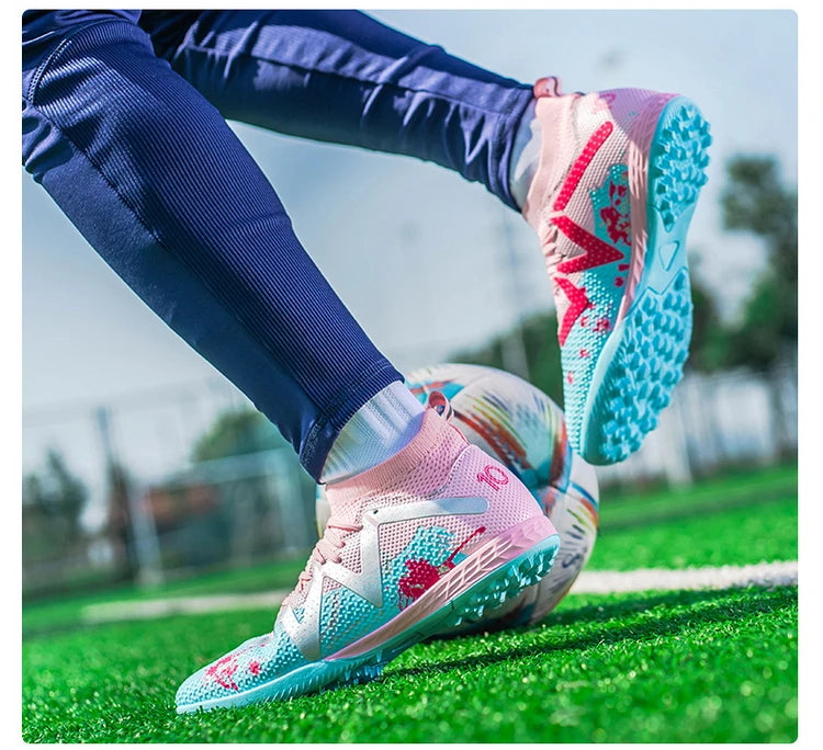 Chaussures de football TF pour adultes, semelle en caoutchouc résistante à l'usure pour terrain synthétique, chaussures de football légères en PU pour hommes, pour matchs sur gazon extérieur