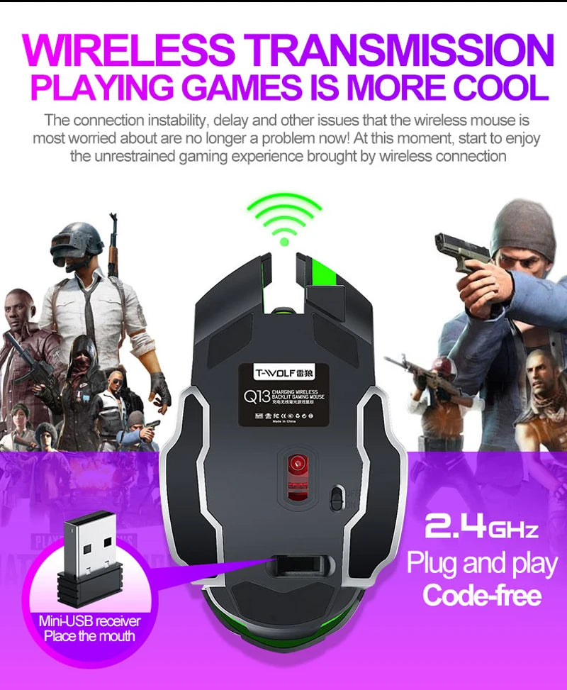 New Wireless Mouse Charging Gaming Mouse Mute Backlit Mouse Mechanical Ergonomic Optical Computer Accessories for PC Laptop