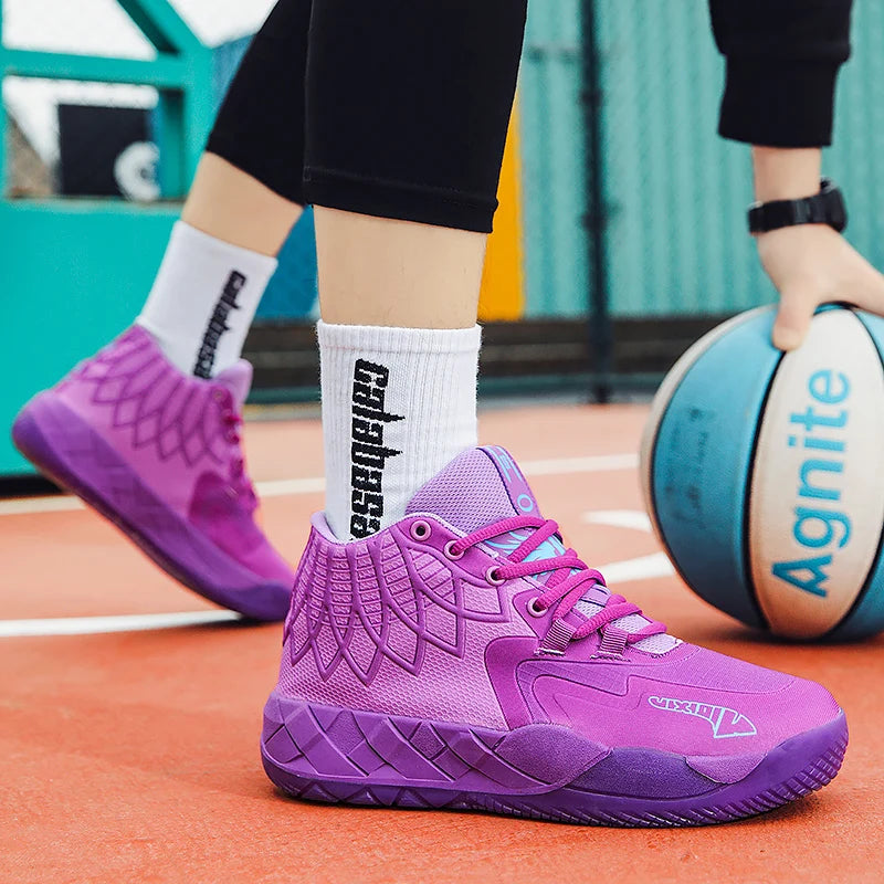 The youth actual combat basketball shoe movement outdoor comfortable cushioning wear-resisting fashion breathable high quality