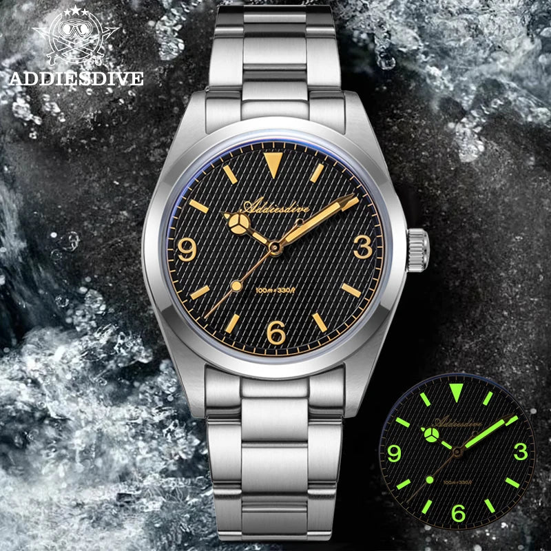 ADDIESDIVE herenhorloge – 316L roestvrijstalen kast, waterdicht tot 10 bar, lichtgevend display, model AD2096 – Luxe quartzhorloge