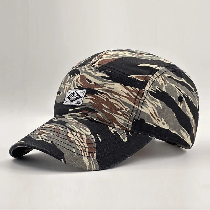 Workwear Style Camo Short Brim Baseball Cap for Men Women, Trendy Unisex Outdoor Sun Protection Peak Hat