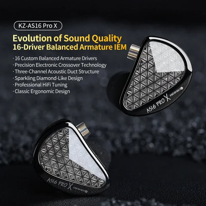 Auriculares intra-auriculares monitor KZ AS16 PRO X HiFi – auscultadores com fios com 8 drivers de armadura balanceada e microfone