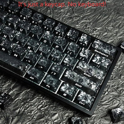 Black Carbon Fiber Translucent Cherry Keycap Kit PC 110 Key Suitable for 61/75/87/104/108 Magnetic Axis Keyboard Wooting